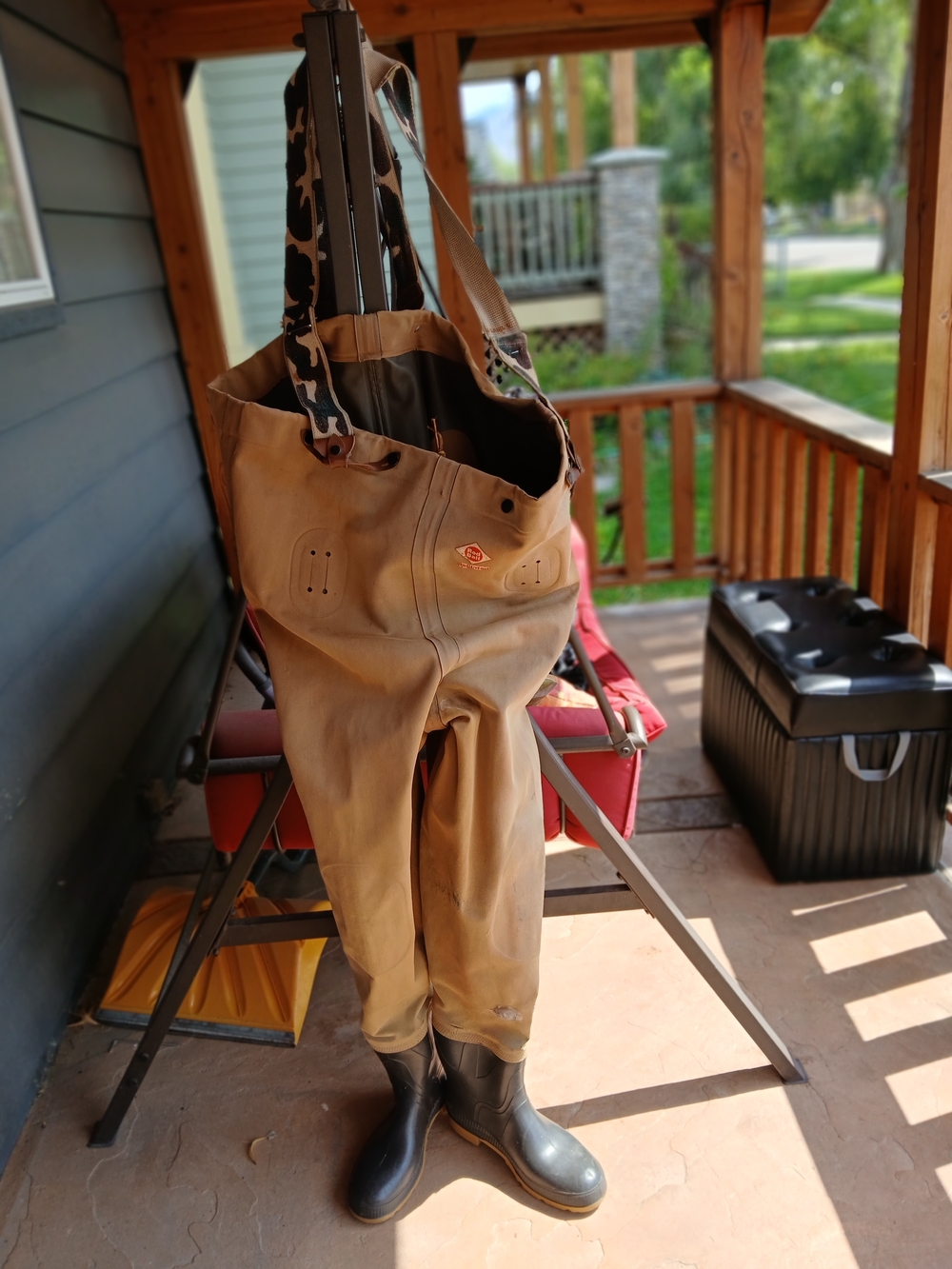 Red Ball Chest-High Waterproof Waders in Tan with Camouflage Straps